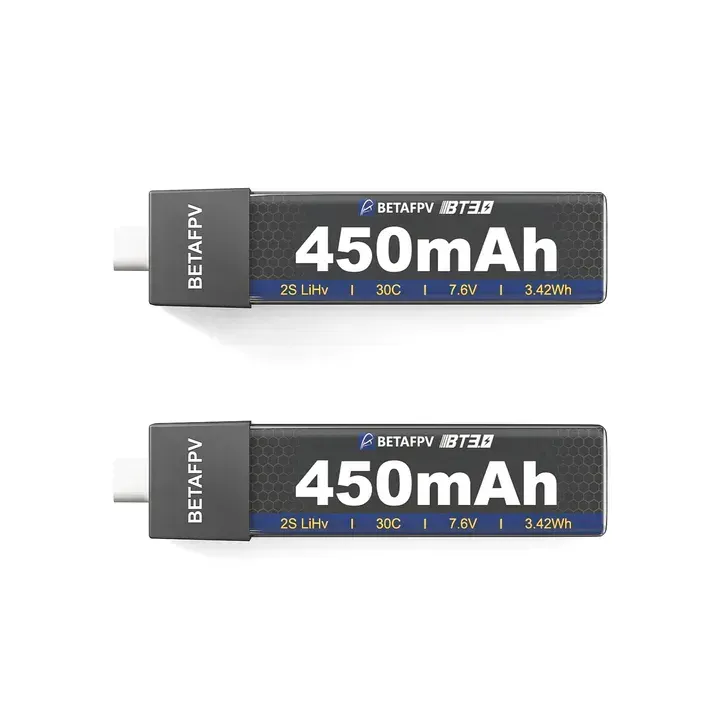 Акумулятори BetaFPV BT3.0 450mAh 2S (2 шт.) &ndash; батареї для 2S FPV дронів з розʼємом BT3.0 10054 фото